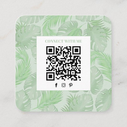 Carte De Visite Carré Analyser pour se connecter | QR Code Société Logo (Dos)