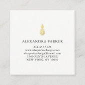 Carte De Visite Carré Ananas élégant d'or de Faux (Dos)