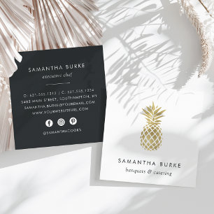 Carte De Visite Carré Ananas Faux Gold