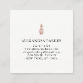 Carte De Visite Carré Ananas rose d'or de Faux élégant (Dos)