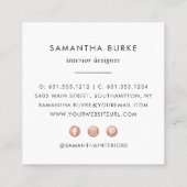 Carte De Visite Carré Ananas Rose en or Faux (Dos)