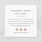 Carte De Visite Carré Ananas Rose en or Faux (Dos)