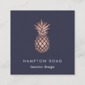 Carte De Visite Carré Ananas Rose en or Faux (Devant)