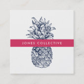 Carte De Visite Carré Ananas rose et marine (Devant)