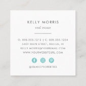 Carte De Visite Carré Ananas Turquoise (Dos)