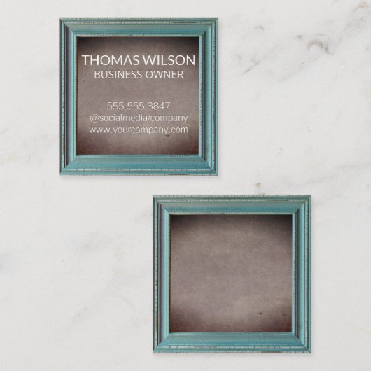 Carte De Visite Carré Ancien cadre météo | Texture Brown (Devant / Derrière)