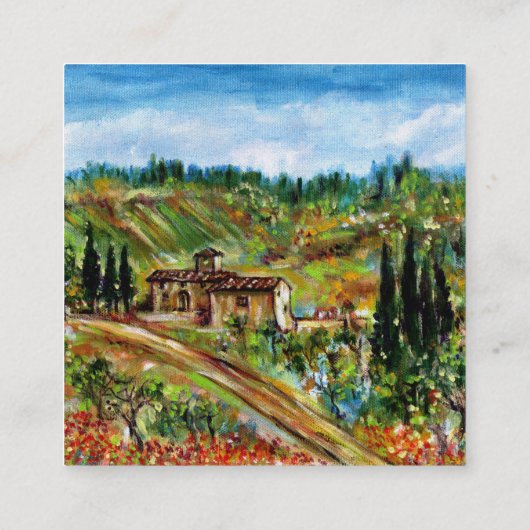 Carte De Visite Carré ANCIENNE FERME EN PAYSAGE TOSCANE blanc (Dos)