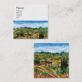 Carte De Visite Carré ANCIENNE FERME EN PAYSAGE TOSCANE blanc (Devant / Derrière)