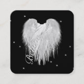 Carte De Visite Carré ANGEL WINGS 'Believe' Coeur Black Starry Nuit (Devant)