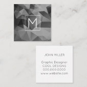 Carte De Visite Carré Angles géométriques Monogramme INITIAL Gris modern (Devant / Derrière)