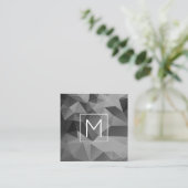 Carte De Visite Carré Angles géométriques Monogramme INITIAL Gris modern (Debout devant)