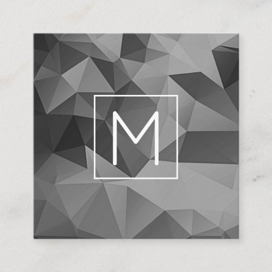 Carte De Visite Carré Angles géométriques Monogramme INITIAL Gris modern (Devant)