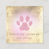 Carte De Visite Carré animal de compagnie FAUX feuille rose empreinte de (Devant)