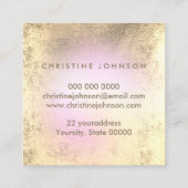 Carte De Visite Carré animal de compagnie FAUX feuille rose empreinte de (Dos)