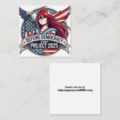 Carte De Visite Carré Anime Defend Democracy, Stop Project 2025 (Devant / Derrière)