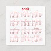 Carte De Visite Carré Année civile du cheval 2026 (Dos)