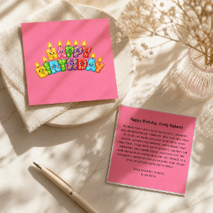 Carte De Visite Carré Anniversaire couleur rose