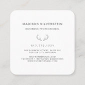 Carte De Visite Carré Antlers de Cerfs Classiques Monogramme Gris (Dos)