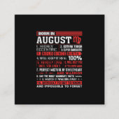 Carte De Visite Carré Août Cadeaux Anniversaires - Né En Août Virgo (Devant)