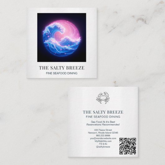 Carte De Visite Carré *~* AP13 Location de plage Gestionnaire de locatio (Devant / Derrière)