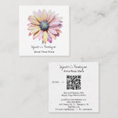 Carte De Visite Carré *~* AP57 Boho QR Bold Retro 60's Flower DAISY (Devant / Derrière)