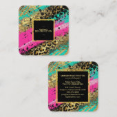 Carte De Visite Carré ** AP93 Abstrait léopard d'or animal néon gras (Devant / Derrière)