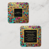 Carte De Visite Carré ** AP93 Leopard Animal Neon Bold Or Abstrait (Devant / Derrière)