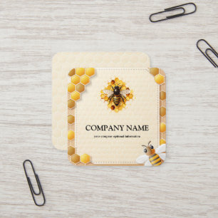Carte De Visite Carré Apiculteur Abeille à miel en nid d'abeille vintage