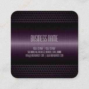 Carte De Visite Carré Apparence Métal Acier Inoxydable Violet Foncé
