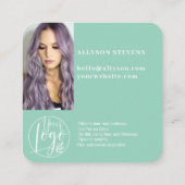 Carte De Visite Carré Aqua blue Social Media QR Code Photo Logo (Dos)