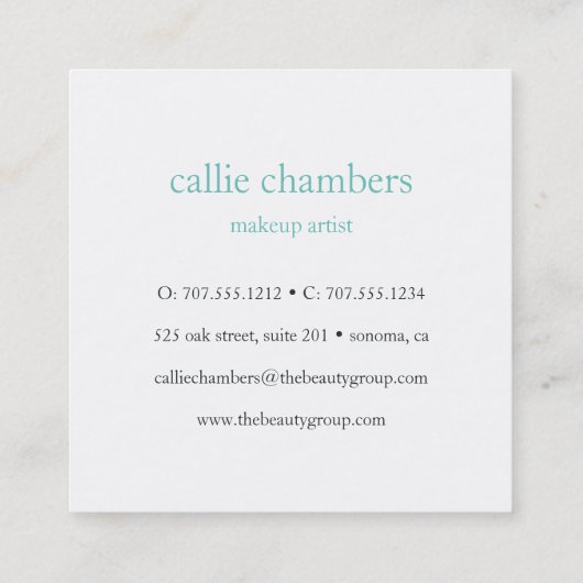 Carte De Visite Carré Aqua Monogramme (Dos)