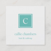 Carte De Visite Carré Aqua Monogramme (Devant)