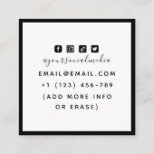 Carte De Visite Carré Aquarelle à fleurs florales Gothique Tatouage crân (Dos)