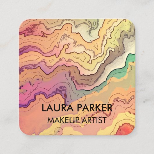 Carte De Visite Carré Aquarelle abstraite Art minimal (Devant)