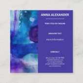 Carte De Visite Carré Aquarelle Abstraite bleu violet (Dos)