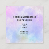 Carte De Visite Carré Aquarelle Abstraite bleu violet élégant (Dos)