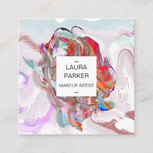 Carte De Visite Carré Aquarelle abstraite brosse à éclaboussure minimale