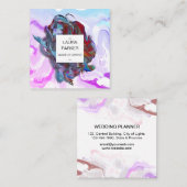 Carte De Visite Carré Aquarelle abstraite brosse à éclaboussure minimale (Devant / Derrière)