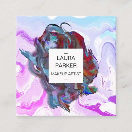 Carte De Visite Carré Aquarelle abstraite brosse à éclaboussure minimale (Devant)
