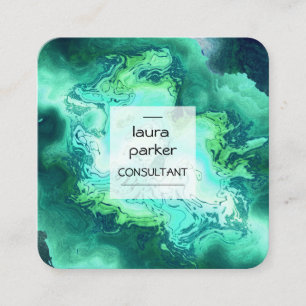Carte De Visite Carré Aquarelle abstraite brosse à éclaboussure minimale