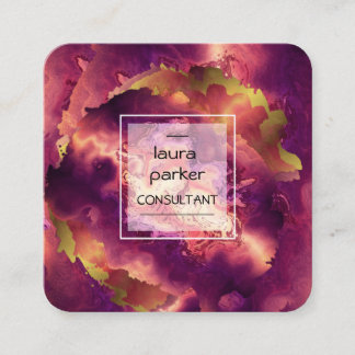 Carte De Visite Carré Aquarelle abstraite brosse à éclaboussure minimale