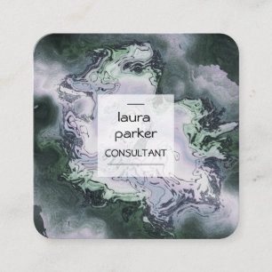 Carte De Visite Carré Aquarelle abstraite brosse à éclaboussure minimale