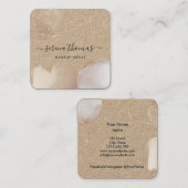 Carte De Visite Carré Aquarelle Abstraite de signature moderne Blush Gol (Devant / Derrière)