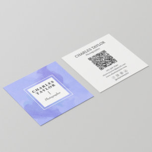 Carte De Visite Carré Aquarelle Abstraite Purple Carré Élégance