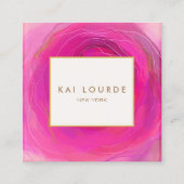 Carte De Visite Carré Aquarelle Abstraite rose chic (Devant)