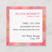 Carte De Visite Carré Aquarelle Abstraite rose moderne (Dos)