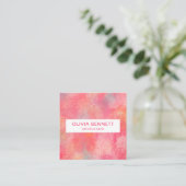 Carte De Visite Carré Aquarelle Abstraite rose moderne (Debout devant)