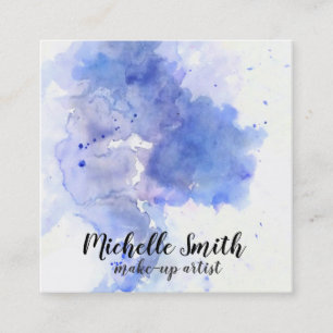 Carte De Visite Carré Aquarelle Abstraite trait de brosse bleu clair