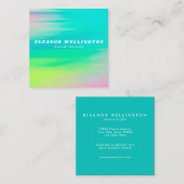 Carte De Visite Carré Aquarelle Abstraite turquoise (Devant / Derrière)