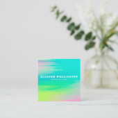 Carte De Visite Carré Aquarelle Abstraite turquoise (Debout devant)